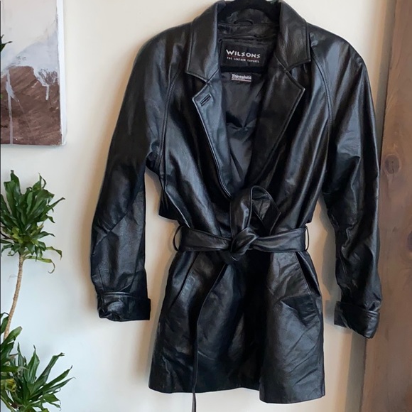 Wilsons Leather Jackets & Blazers - Vintage Wilsons Leather Long Belted Jacket